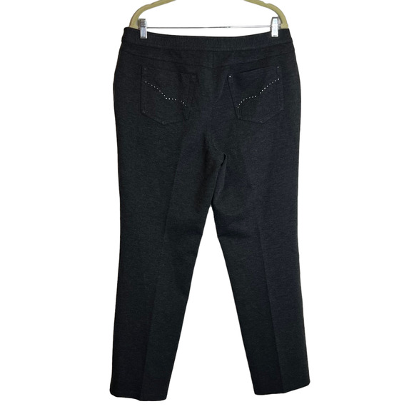 JM Collection Knit Pants Size 14 Gray Straight Leg Faux Pockets Heavyweight - Picture 3 of 6